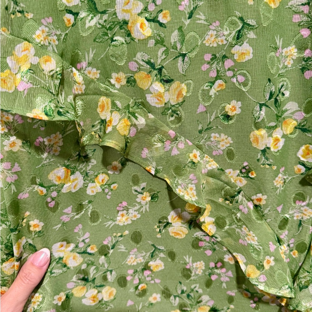 Lush Green Floral Midi Dress - Picture 3 of 4